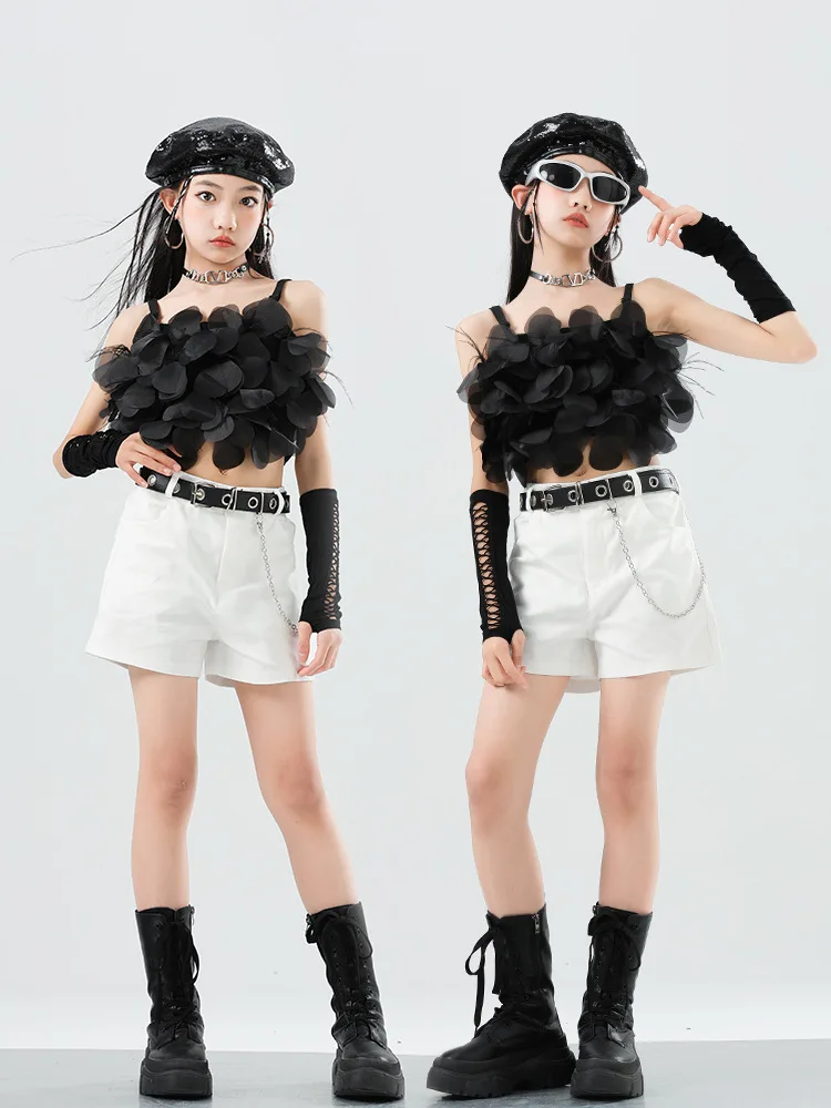 Street dance costumes performance costumes hip-hop children's clothing leather skirts Latin jazz girls' suit performances