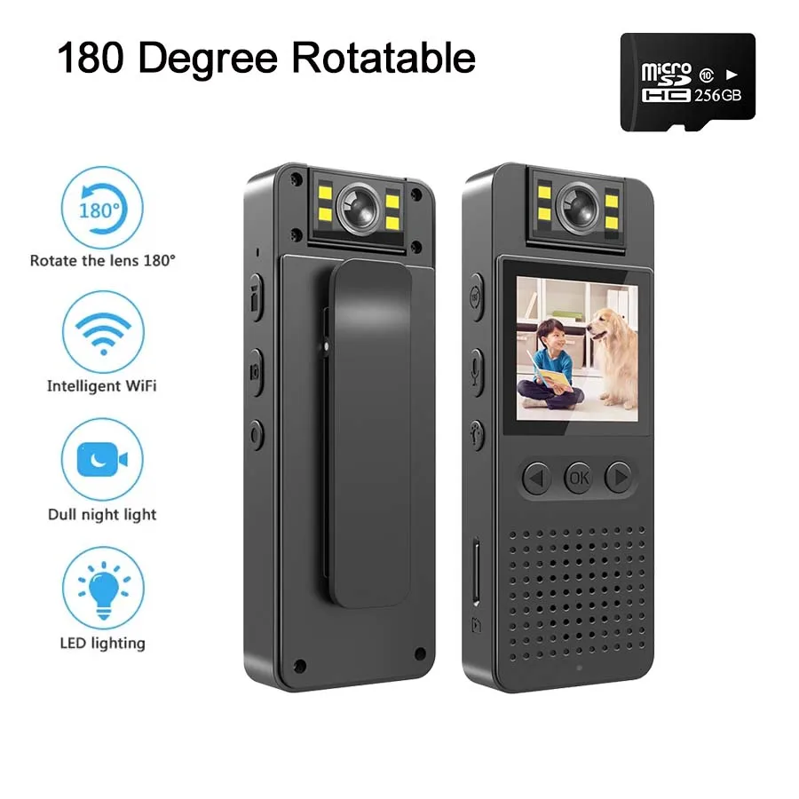 HD 1080P Mini Digital Camera Mobile Phone Wifi Hotspot Forensics and Law Enforcement Recorder 180 ° Rotary Night Vision Recorder