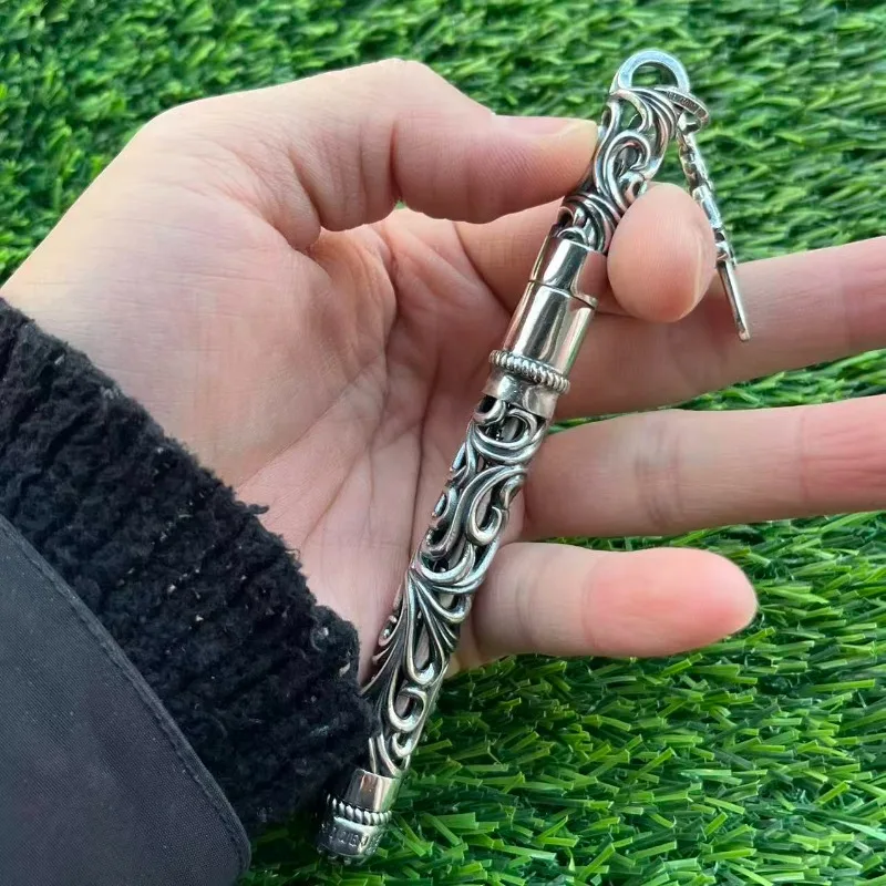 Luxury Stainless Steel Gel Pens Retro Cross Hollow Carved 925 Metal Ball Pens Black 0.5mm Art Supplies Cute Stationery Writing