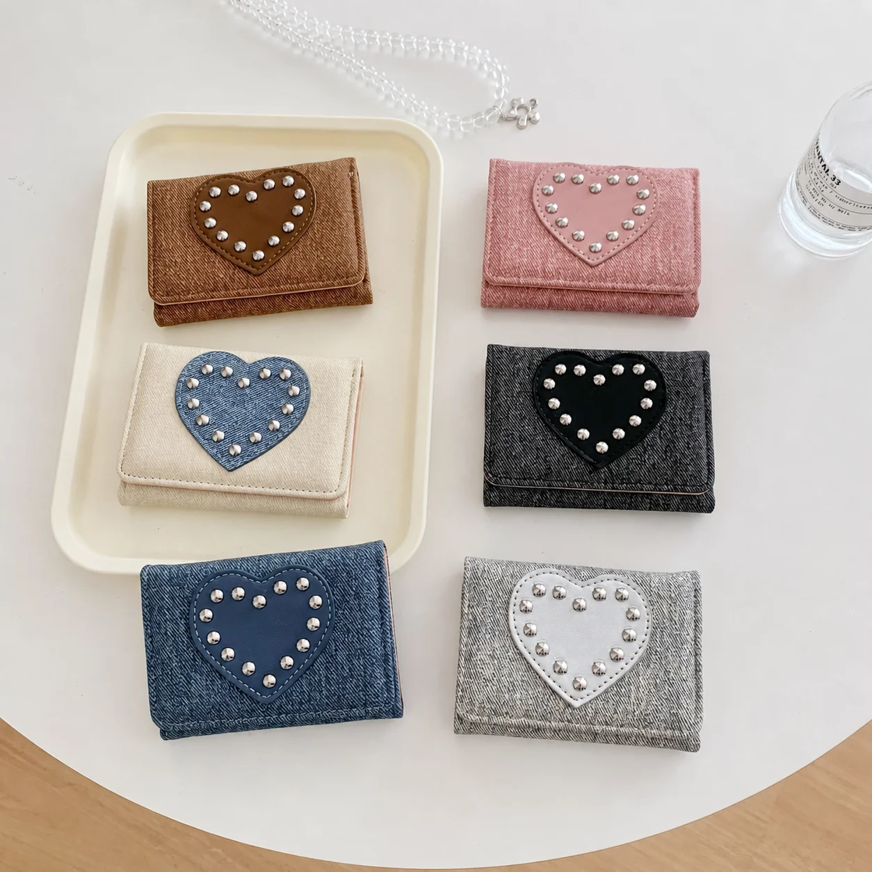 Women'S Wallet  Pu Wallet Tri-Fold Wallet Y2k Mini Card Holder For Shopping Campus Life Daily Outing