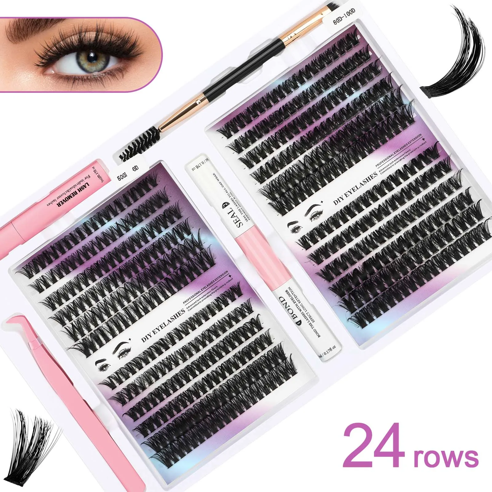 Kit de vínculo e selo de cílios falsos, extensões macias Curl Lash, clusters 808D Plus 100D, maquiagem individual, maquiagem, 468 peças