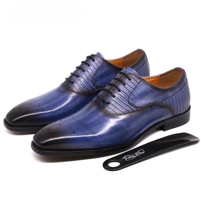 

Men Genuine Leather Upper Handmade Lace-up Oxford Shoes Men Leather Shoes
