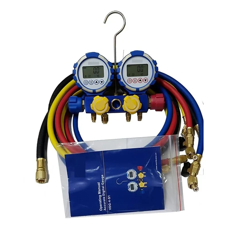 HVAC مقياس المنوع الرقمي متعدد الغاز أدوات التبريد المتعددة VDG-4-S1 مع خرطوم فراغ عالي لنظام A/C للسيارة #4