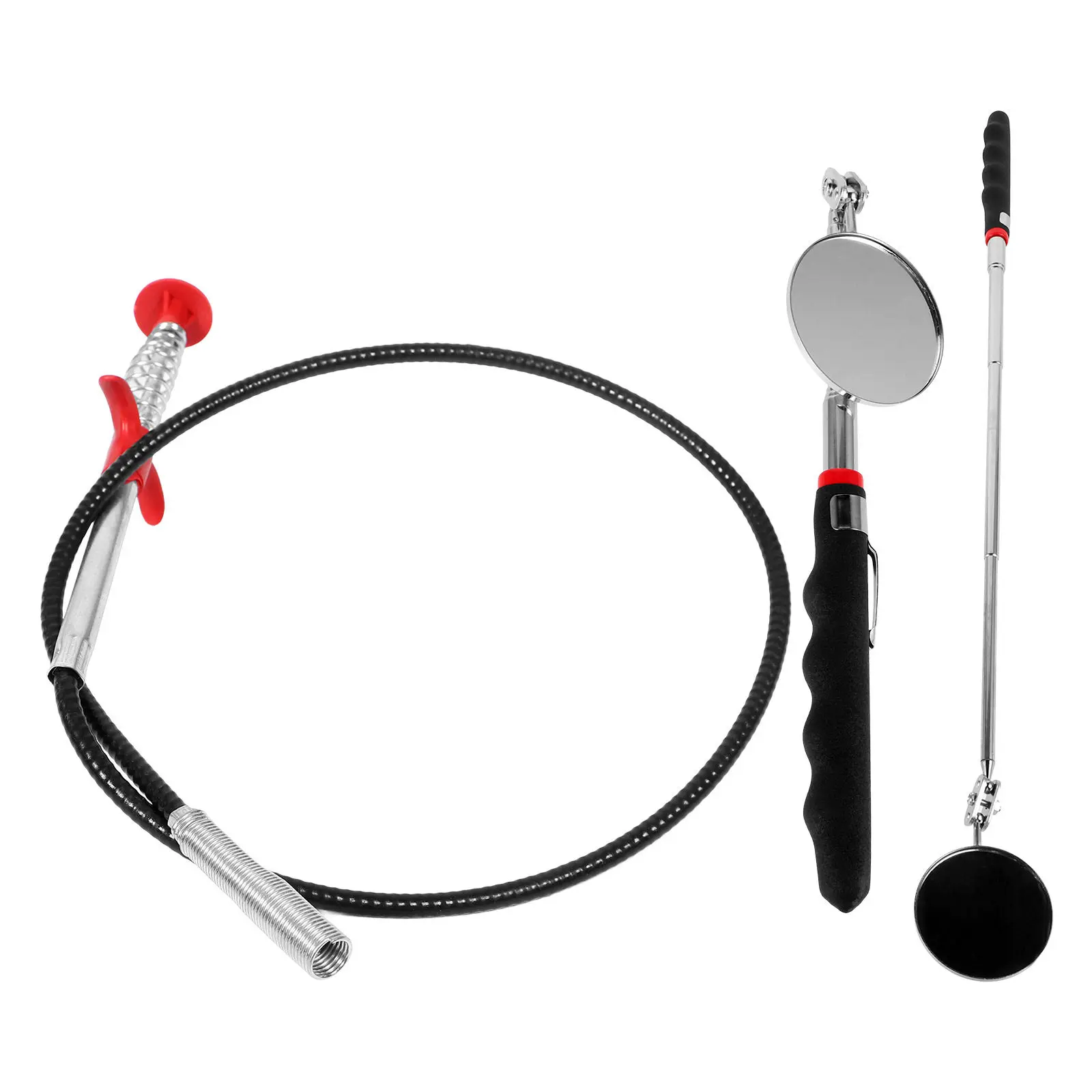 1Set Inspection Mirror Magnetic Pick Up Stick Telescoping Adjustable Mechanic Mirror for Car Repair Automotive Inspection Tool