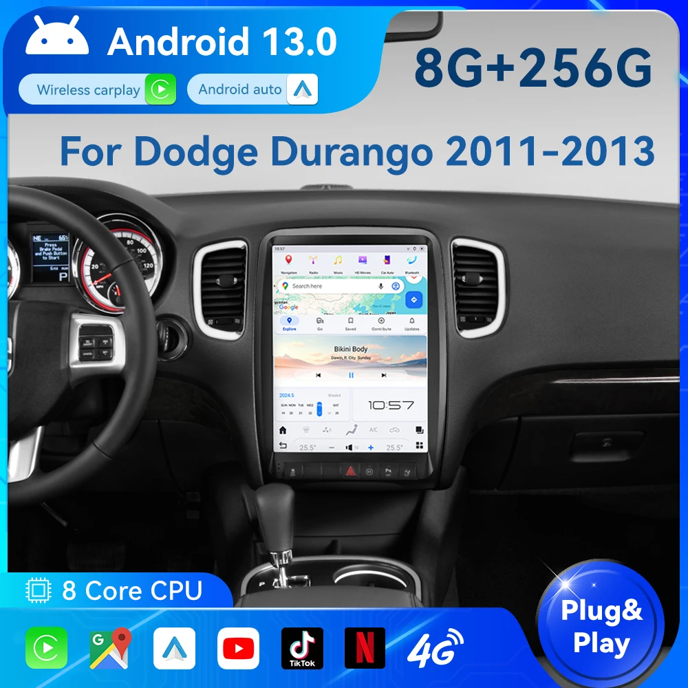 

13,8 дюймов для Dodge Durango 2011-2013 Вертикальный стиль Android 13 мультимедийный видеоплеер Радио GPS 4G навигация Carplay AUTO BT