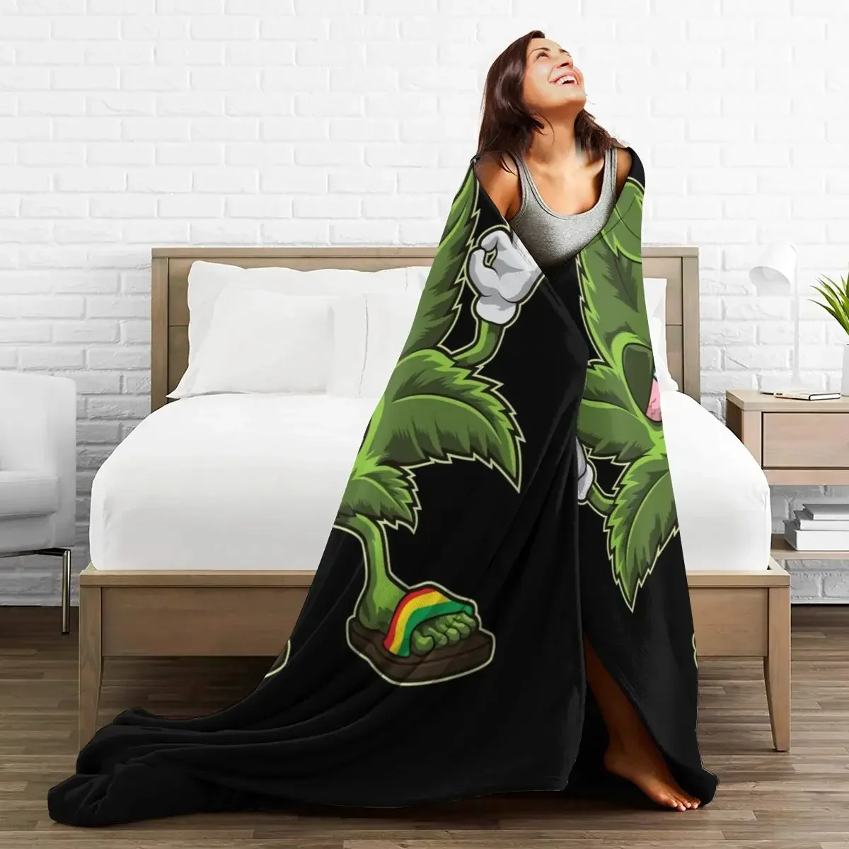 رمي بطانية الفراش لغرفة المعيشة ، ورقة ورقة والأعشاب الضارة ، الفانيلا بارد ودافئ ، ورقة ورقة ورجم ، التدخين الكرتون ، السرير والأريكة ، السفر والمنزل