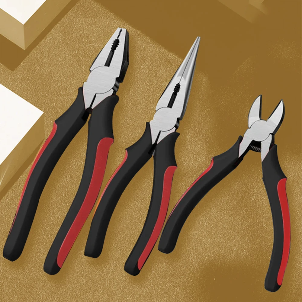 KATWAY ELECTRIC Pliers Sharp Large Opening Diagonal Pliers Needle Nose Pliers Cutting Twisting Clamping Metal Wires HH-AA124