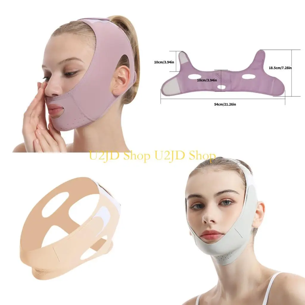 U2JD再利用可能なフェイススリミングストラップ、Vラインマスク、フェイスリフトテープ、チンアップパッチギフト