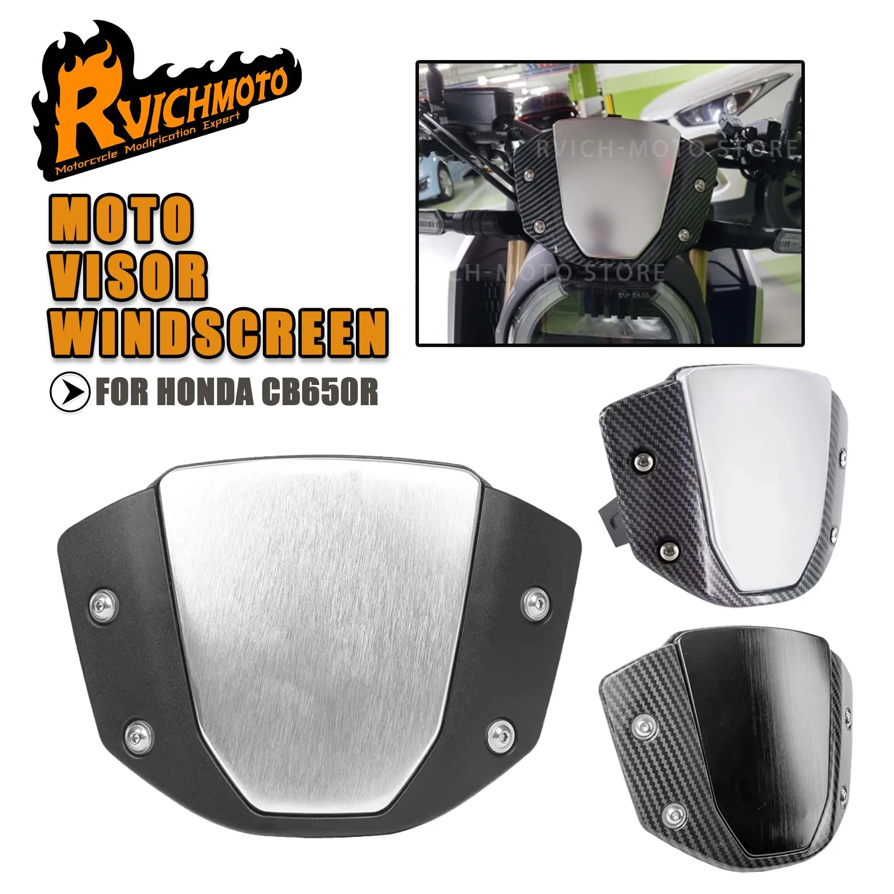 CB 650R 650R Motorrad Visier Windschutzscheibe Mit Halterung ABS Windabweiser Für Honda CB650R 2019-2024 2025 Front Sport Windschutzscheibe