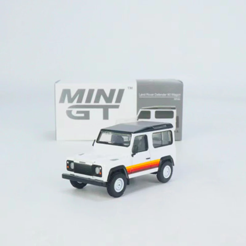 MINI GT 1:64 Model Car Land R Defender 90 Alloy Die-Cast Vehicle #378 LHD Wagon White