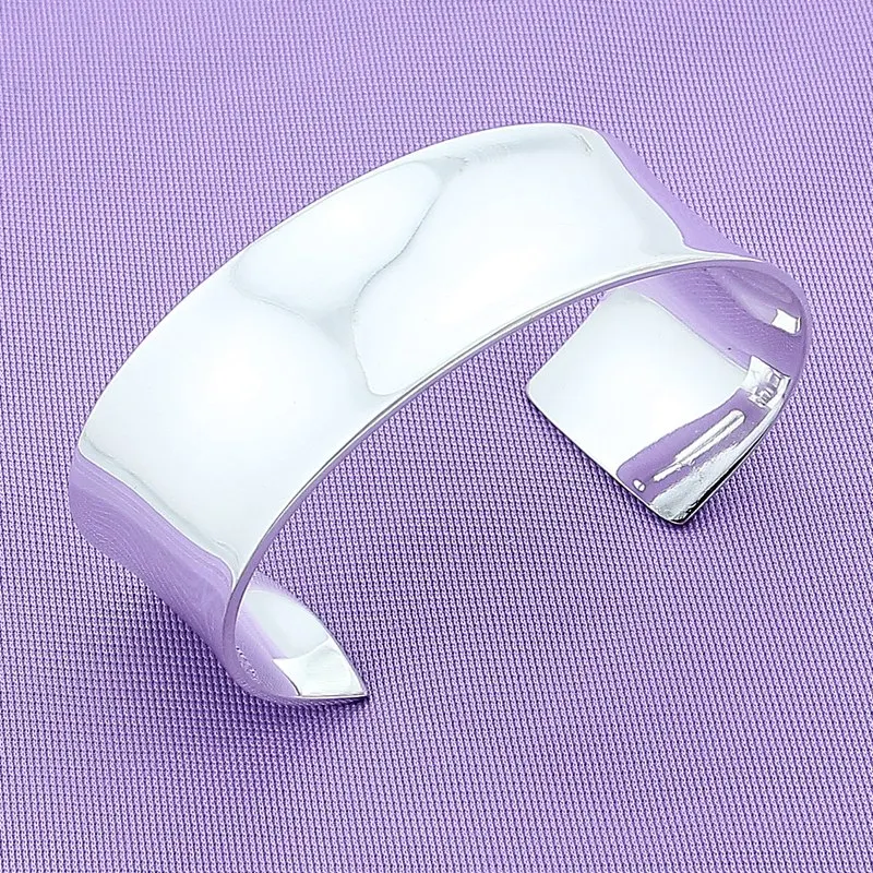 

Hot Fine 925 Sterling Silver Smooth big wide bangles cuff Bracelet for Women Fashion Wedding Party Christmas Gift luxury Jewelry