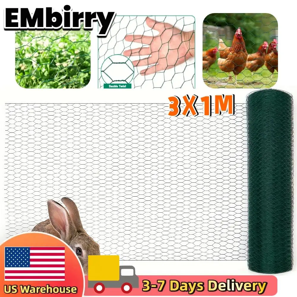 

Сетка для цветочных композиций 3x1м, садовая зеленая сетка, шестигранная, оцинкованная, с ПВХ-покрытием, для ограждения птичников