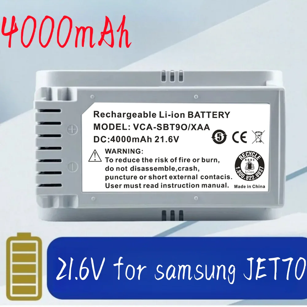 

21.6V 4000mAh brand new suitable for Samsung JET70 VS15T7032P4 VCA-SBT90E vacuum cleaner battery.