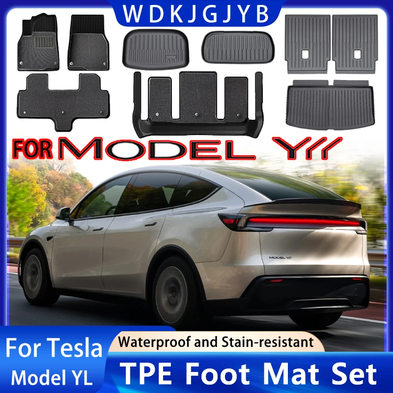 

Для новой Tesla Model YL 2026+ (включая версию Launch) – всепогодные коврики из TPE для пола и багажника, включая коврики для спинок сидений