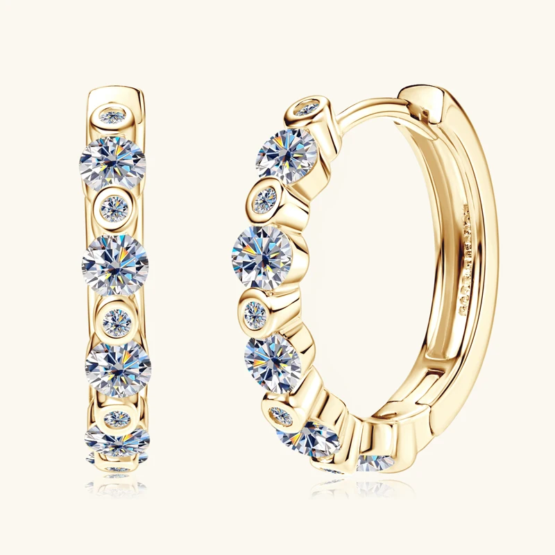 Anziw Real D0.57CT 1.3mm D Moissanite Hoop Earrings for Women 925 Sterling Silver Classic Moissanite Lab Diamond Jewelry Gifts