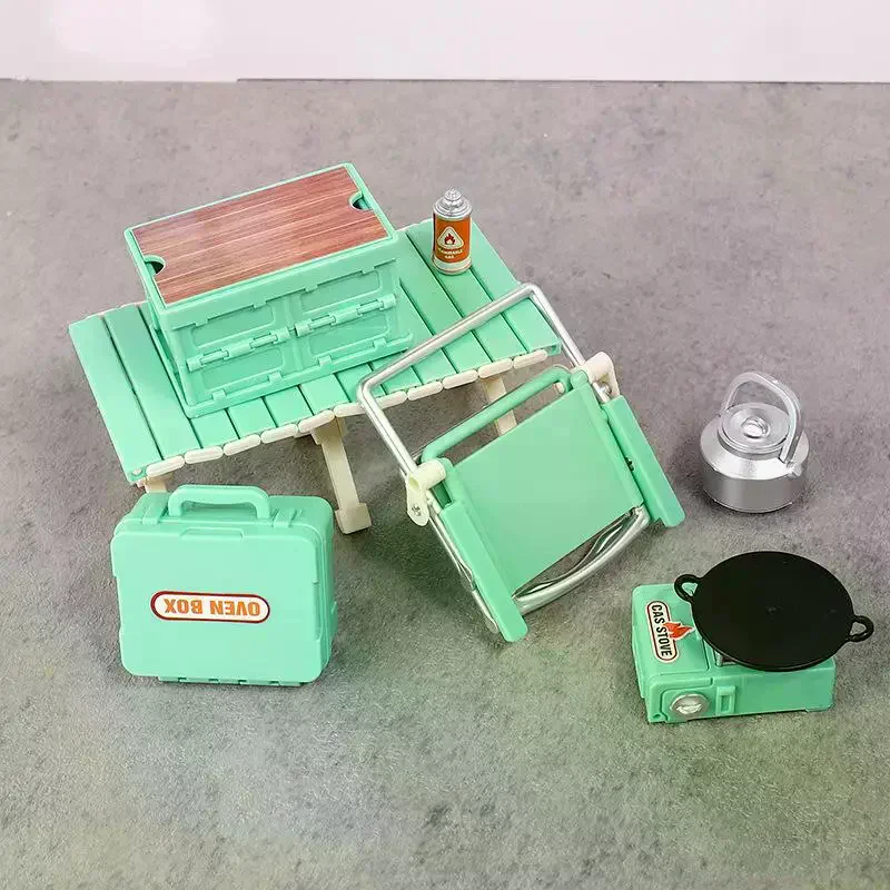 1:12 Dollhouse Miniature Camping Picnic Set Folding Chair Gas Stoves Model Decor Toy Doll House Accessories