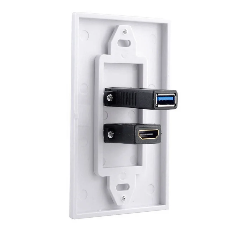 

N05R 20X 2 порта + USB 3.0 Женская настенная лицевая панель Удлинитель розетки белого цвета