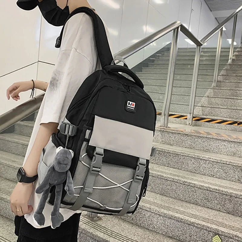 

Panelled Pattern School Backpack Girls 2022 Trend Large Capacity Schoolbags for Women Outdoor Travel Female Backbags Mochila