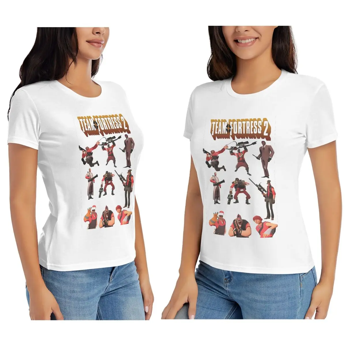 Camiseta feminina equipe fortaleza 2 tf2 log verão manga curta camisetas o pescoço algodão t camisas roupas topos streetwear