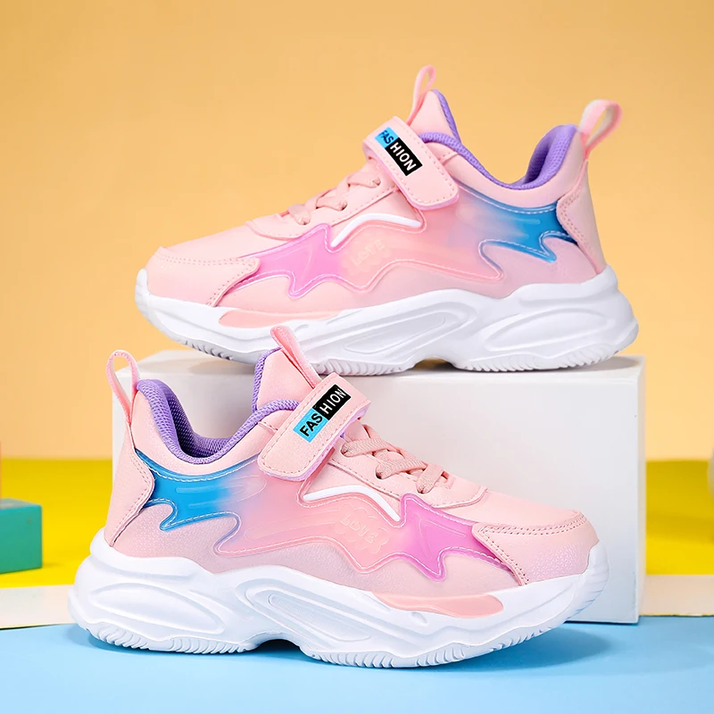 

A pair of girls' four-season leather upper sports shoes, soft sole wear-resistant comfortable casual shoes, size 28-39,KT-H-966