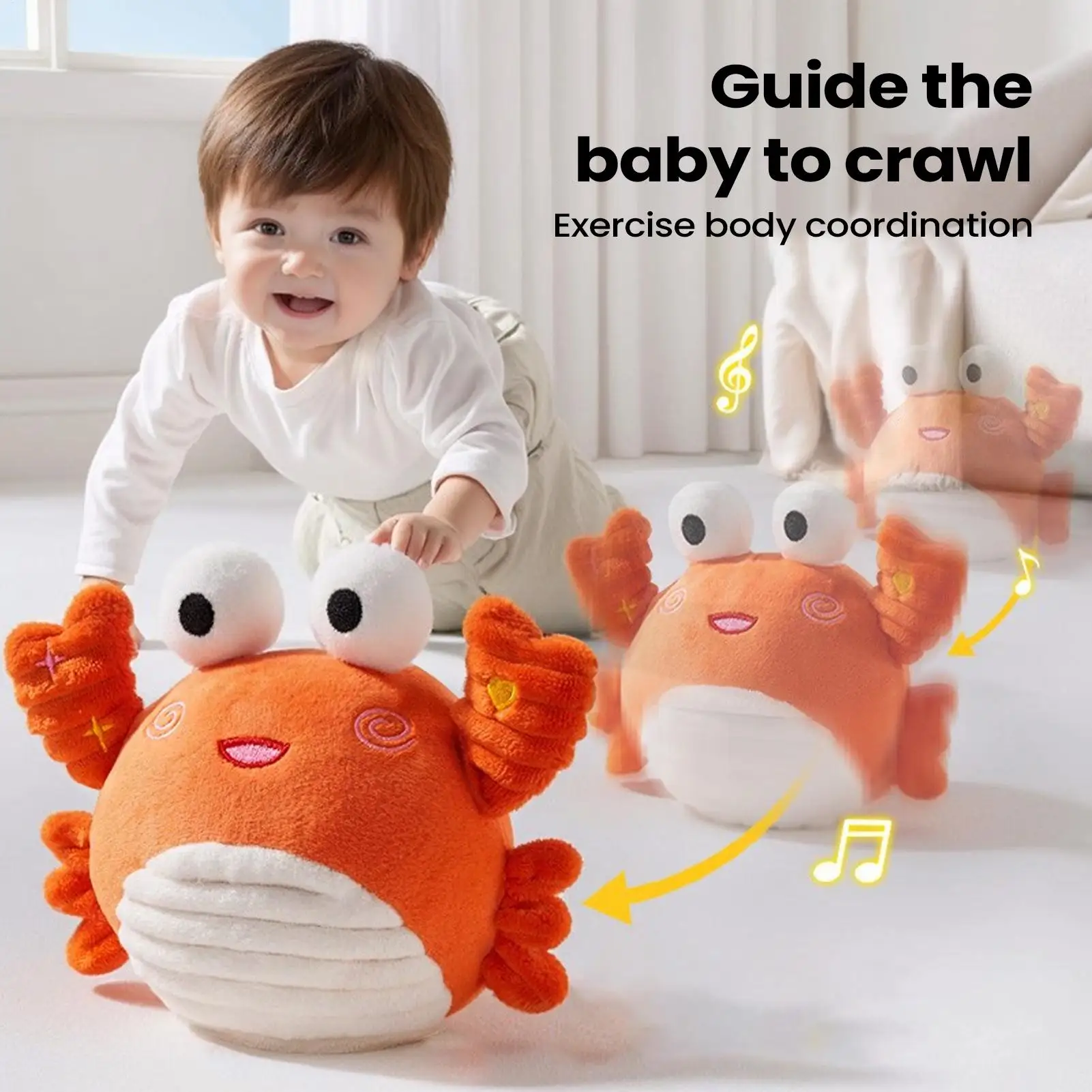 Dancing Crab Toy Rechargeable Automatic Moving Crawling Sensory Toy Educational Funny Animal Toy for Kids Toddlers Birthday Gift