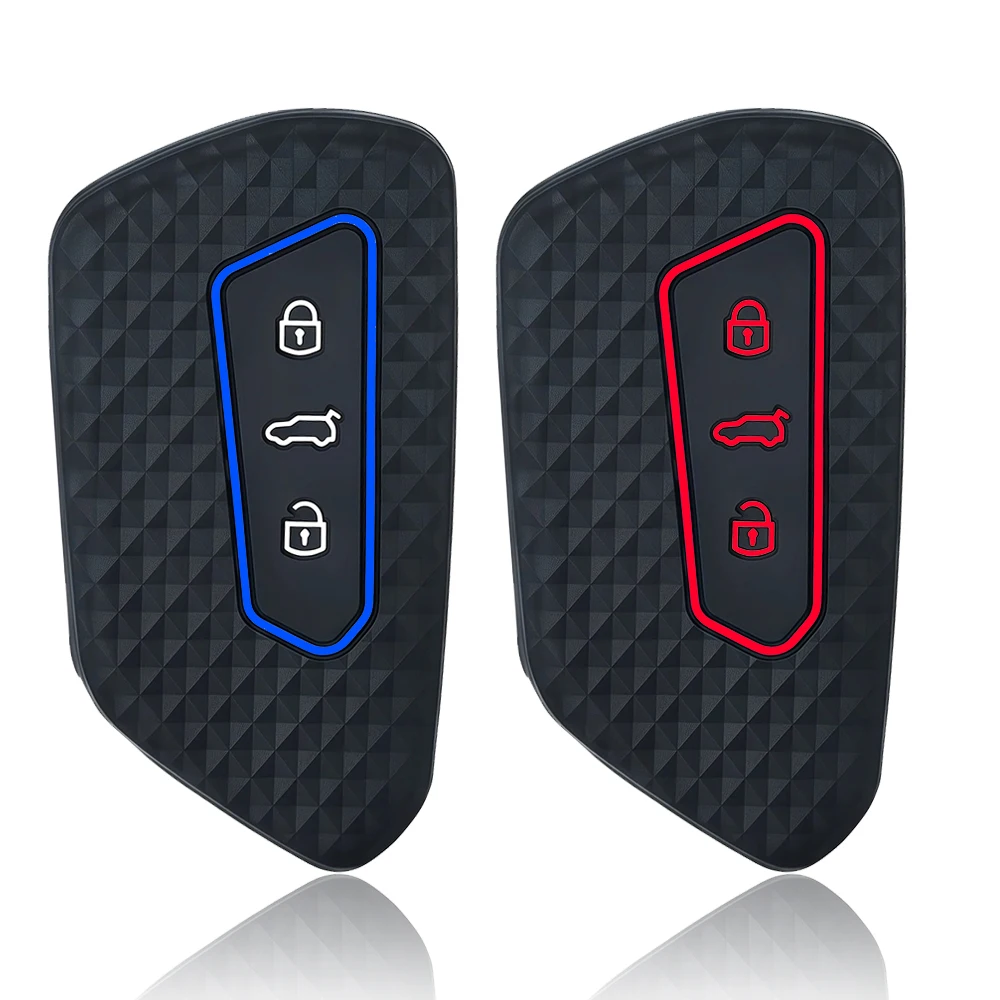 Silicone Car Fob Key Cover Case Accessories for VW Golf 8 GTI 2023 ID 4 Seat Leon Cupra Formentor Skoda Octavia A8 Mk8 2020-2022