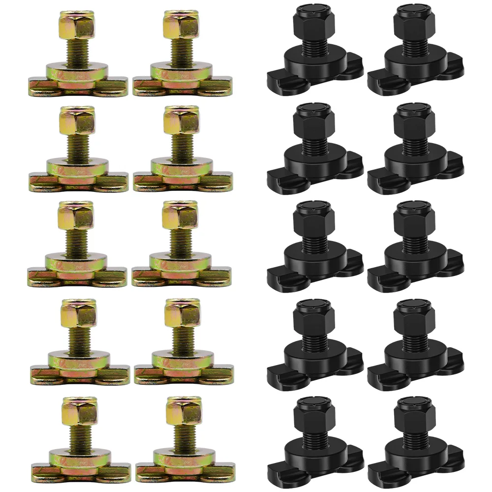 10pcs L Track Threaded Bolt Double Stud Fitting Used with L-Rail Guides for Truck Bed Trailer Cargo Control 3/8-24