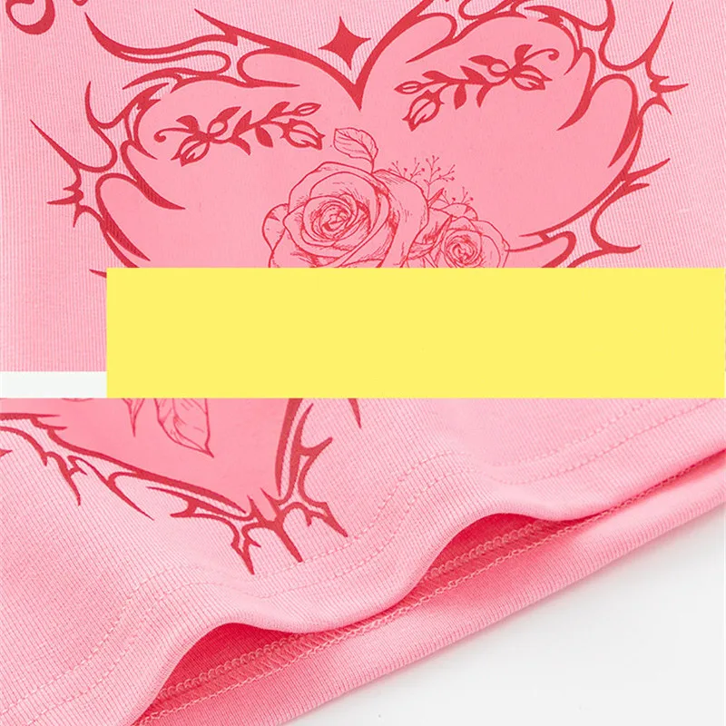Vestito da ballo hip-hop rosa per bambini Maglietta con stampa a cuore dolce Gonna tutu a strati Bambini Kpop Costume di scena Show Wear Jazz Street