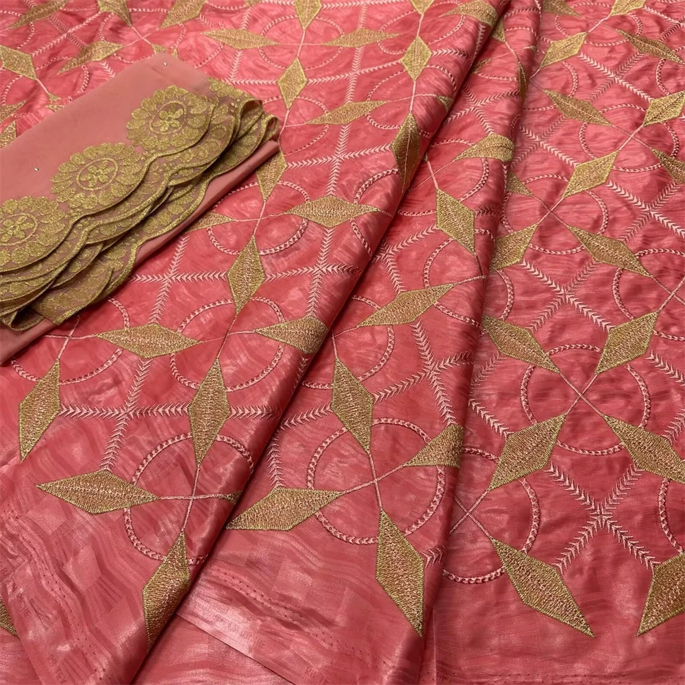 

African Lace | Bazin Riche Embroidery Cloth | Tulle Blouse Set Cotton Baizn Cloth For Party Dress 5+2 yards