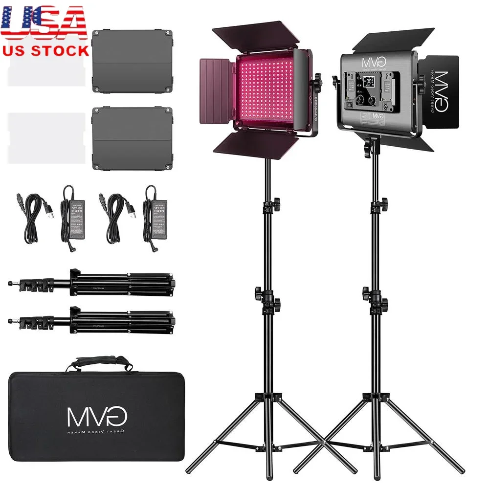 High Power 60W RGB LED Video Light Kit 2-Pack Bluetooth Controlled Photography Studio Lighting Panel