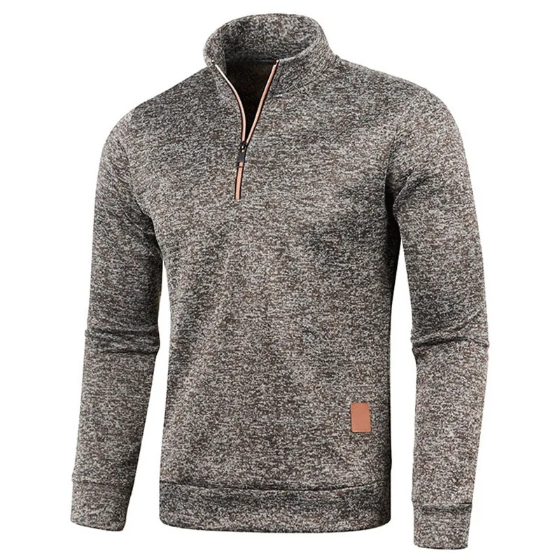 

Autumn Winter Men Sweatshirts Solid Color Casual Half Zipper Pullover Men's Outdoor Turtleneck Long Sleeved Sweatshirt