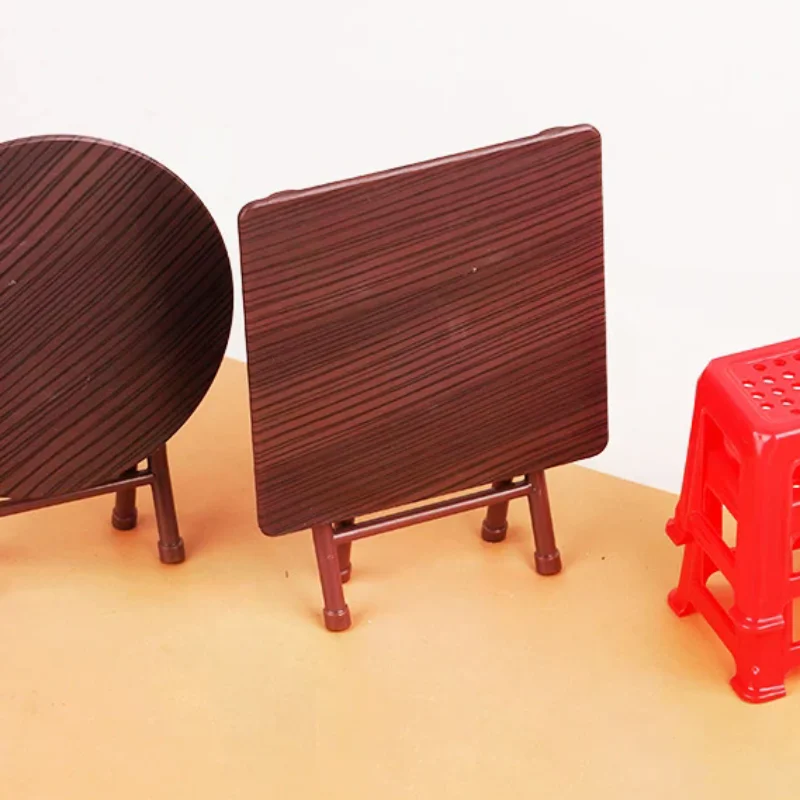 1Set 1:12 Dollhouse Miniature Folding Table Stool Dining Table Model Furniture Accessories For Doll House Home Decor Toys