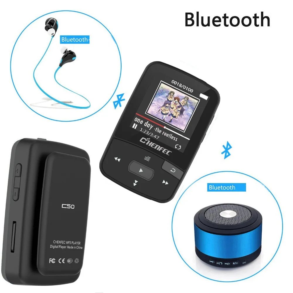 Imagem -02 - Bluetooth Mp3 Player com Rádio fm e Pedômetro Tela de 15 Tamanho Mini Qualidade de Som sem Perda Clip-on Chenfec-c50