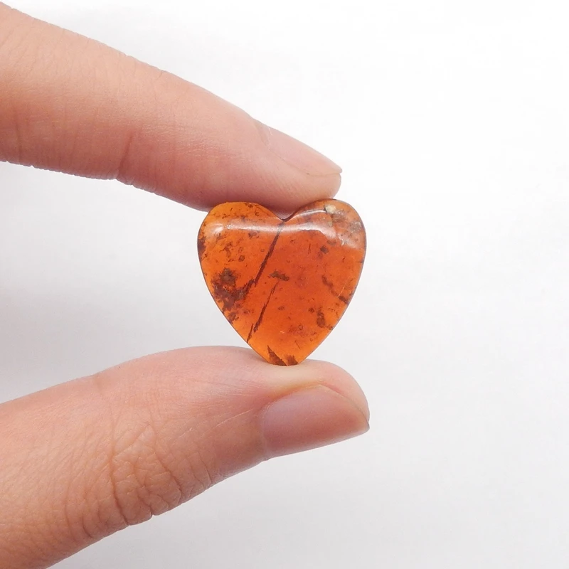 

B&F Red Agate Heart Shape Pendant Beads Cabochon 19x19x4mm 3.3g Cute Natural Handmade Jewelry Making Supplies