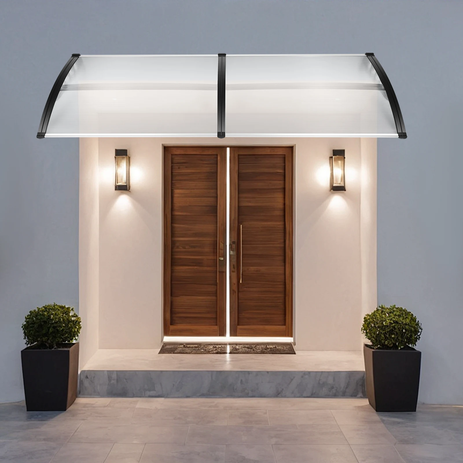 Außentürmarkise Transparent 90x200cm, PC Anti-UV-Überdachung für Fenster und Terrasse, Regen-, Schnee- und Hagelschutz Bogenabdeckung für Haustür und Terrasse – Detail 3