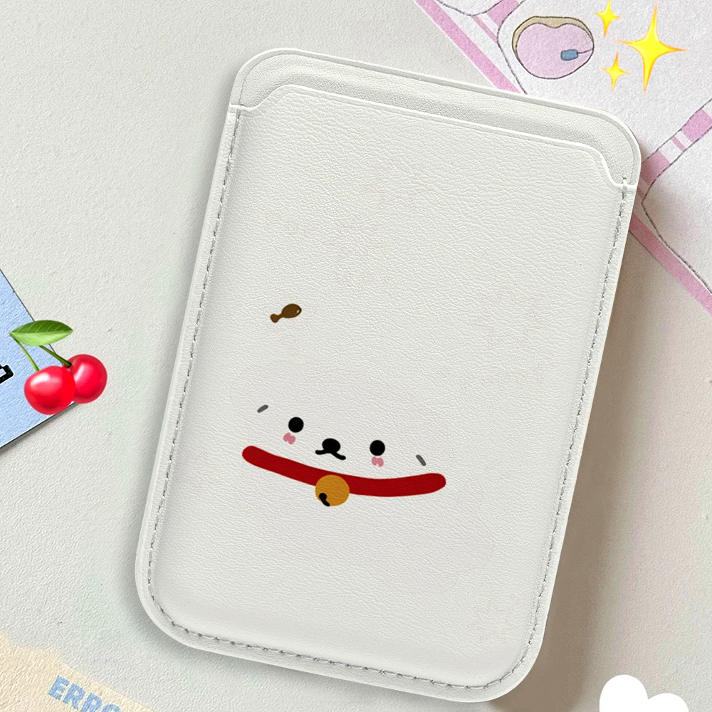 Amiable Dogs Niedliche Leder-Kartenhülle Telefonkartenhalter für Magnetische Hülle Geeignet für alle iPhones mit Magsafe-Kartenfunktion – Detail 3