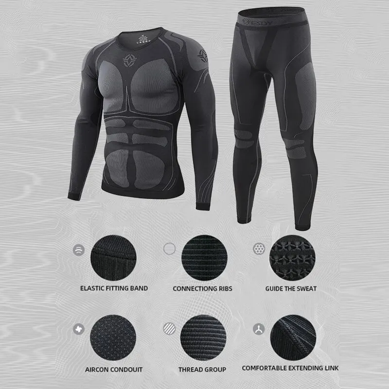 Intimo termico sportivo da uomo tute da ciclismo all\'aperto abbigliamento sportivo a compressione abbigliamento traspirante ad asciugatura rapida