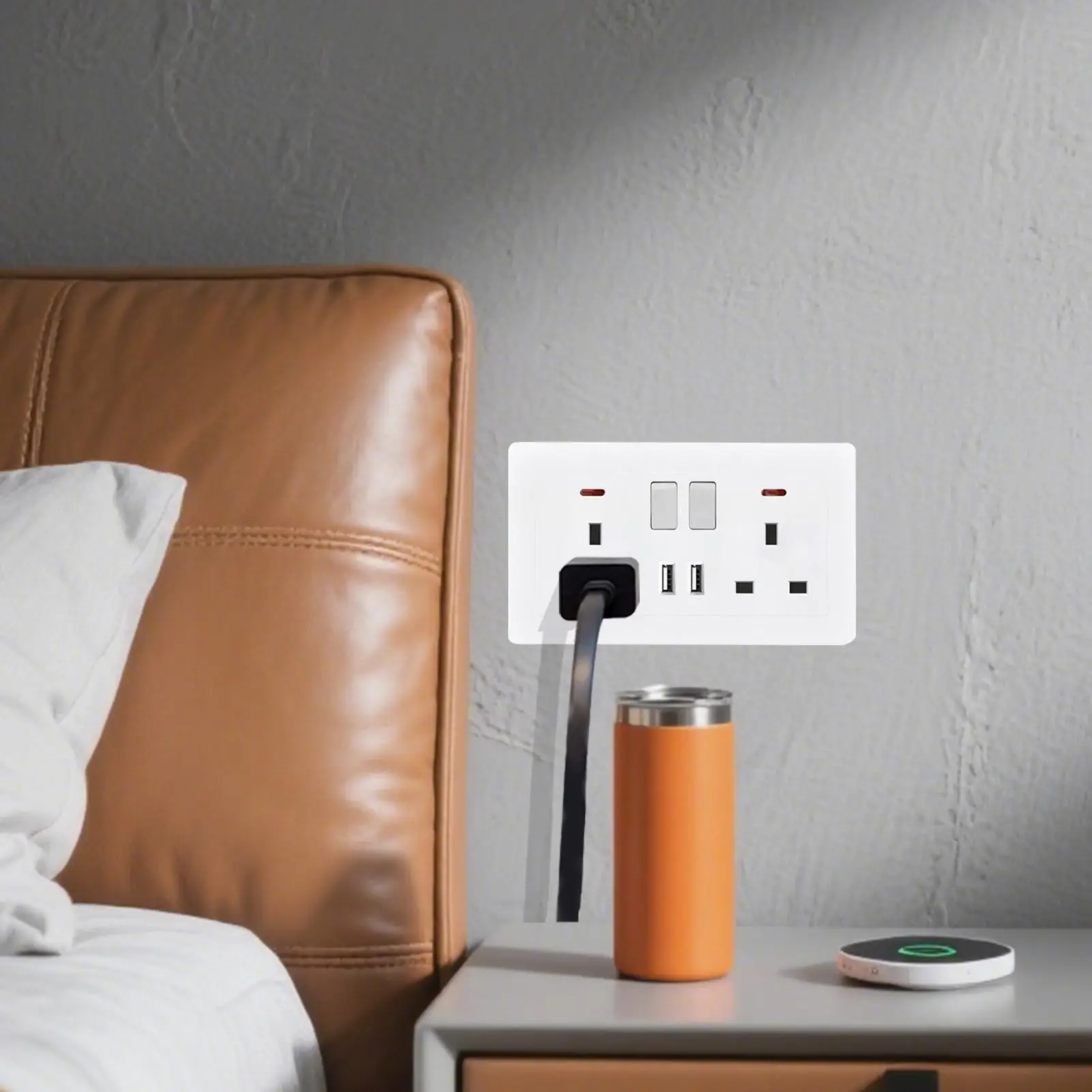 Wall Electrical Outlet Electric Wall Outlet 2 Port Plug Extension With Double Charger Converter For Office Bedroom Kitchen