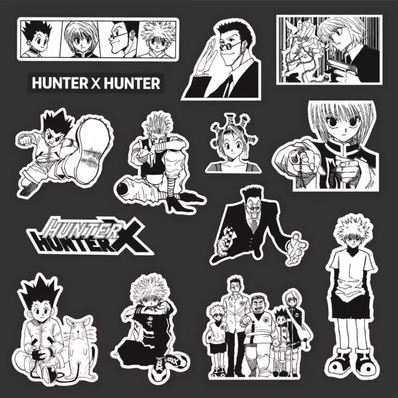 Hunter Hunter Gon Freecss Hisoka Killua Zoldyck dessin animé mignon noir et blanc manga journal décoration autocollants autocollants imperméables