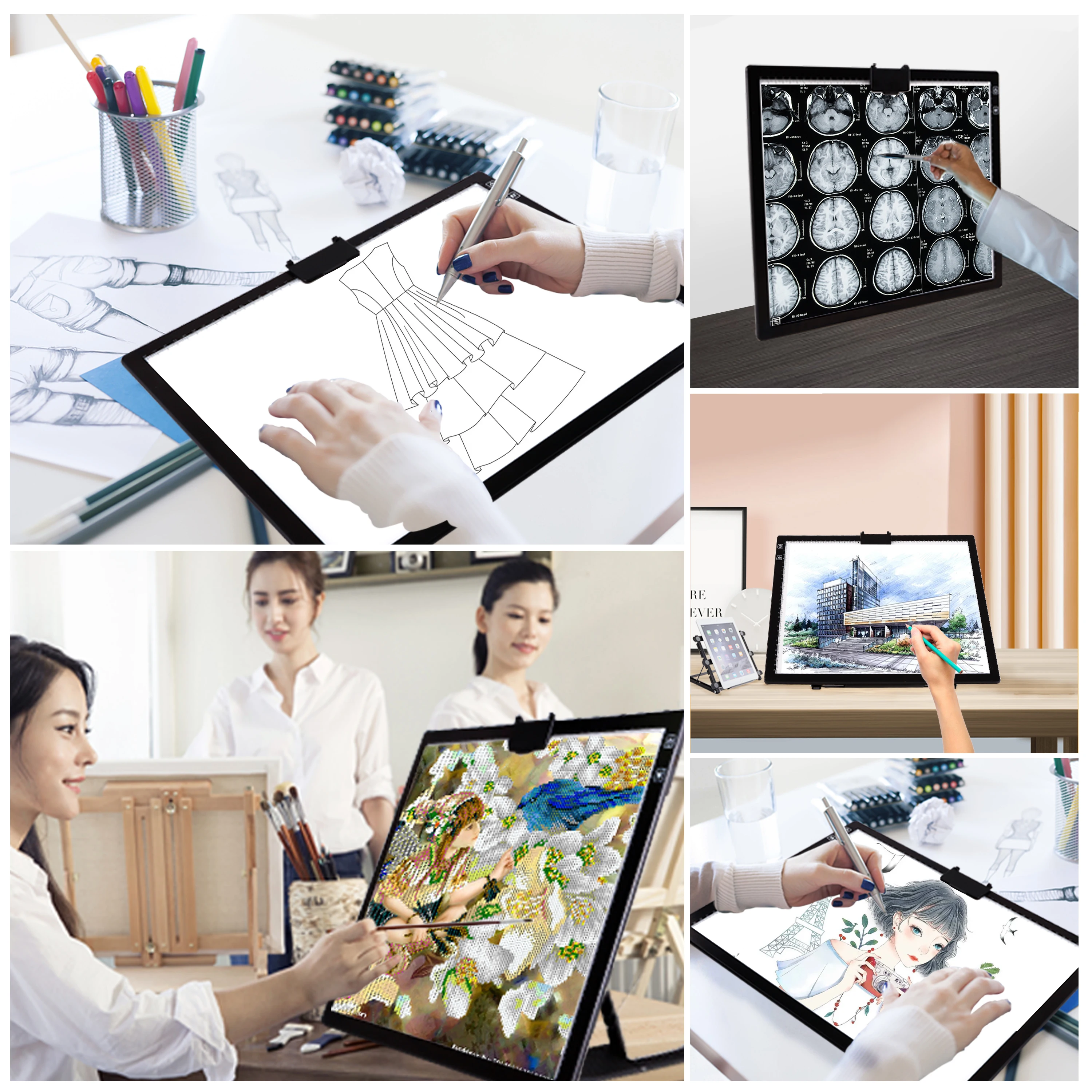 Rechargable A4/A3 Light Pad Wireless Battery Powered Light Box Light pad for Tracing Diamond Painting, Sketching X-ray