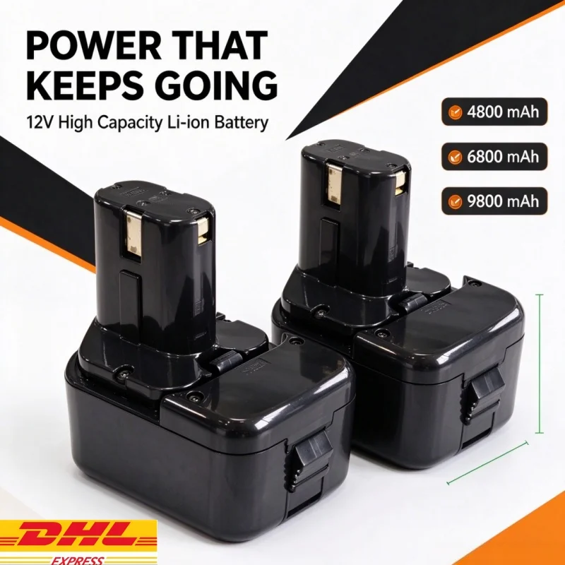 12V Power Tool Battery 4800/6800/9800mAh Spare Replacement Battery for Hitachi WR12DMR CD4D DH15DV C5D Cordless Drill