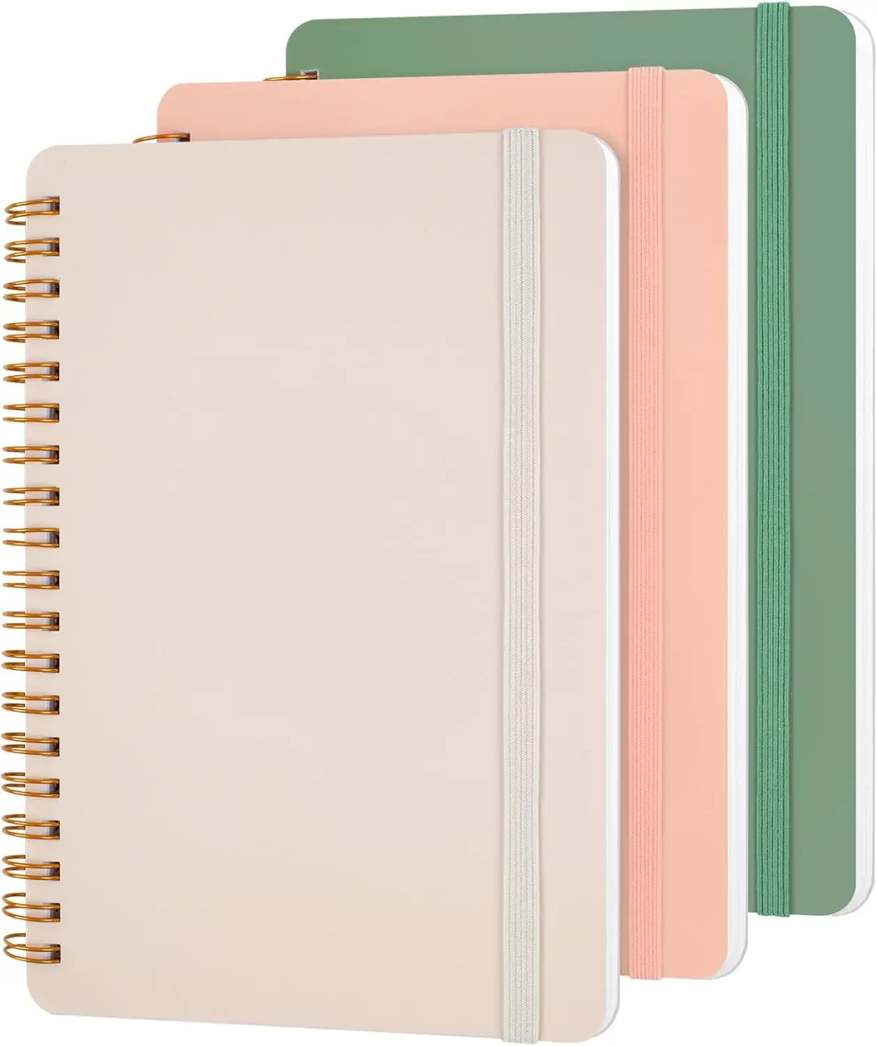 

3-Pack Small Spiral Notebooks 5x7, Morandi Journal with Strap, Cute Note Books for Women, 70 Sheets Each