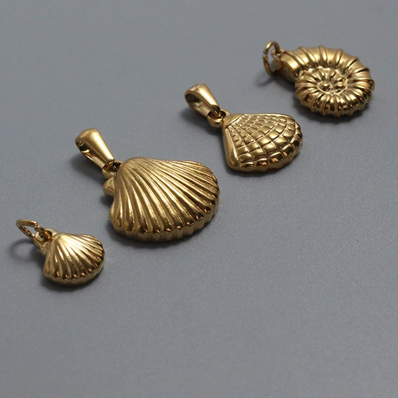 

5PCS/Lot 316L Stainless Steel Shell Conch Scallop Shape Gold DIY Charms Pendant Women Accessories For Necklace Jewelry Making