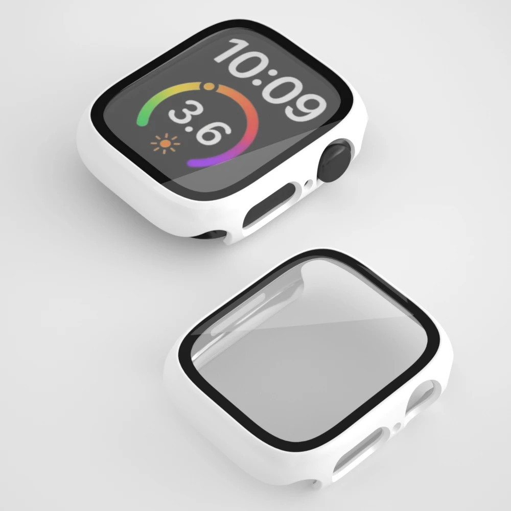 زجاج + غطاء لساعة أبل 44 مللي متر 40 مللي متر 42-38-41 مللي متر 45 مللي متر واقي للشاشة ممتص للصدمات سلسلة ساعات أبل 9 8 7 6 5 4 3 se Accessori