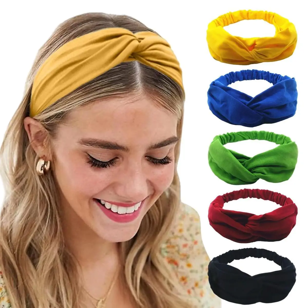 Cotton Twist Headbands for Women Knot Elastic Hairbands Sport Yoga Head Bands Makeup Spa Headwrap Bandage Girls Hair Accessories