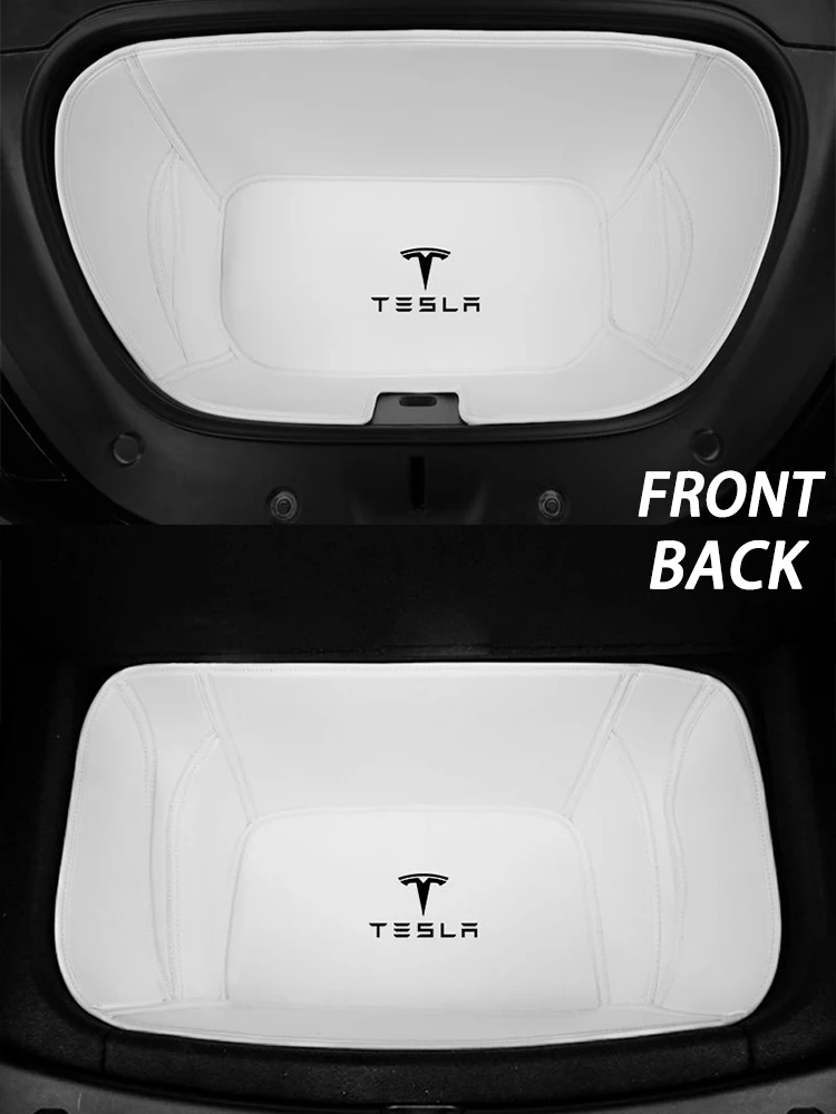 Kofferraumschutzmatte Modell Y, Tesla Modell 3, Highland-Kofferraummatte, weißes Leder, PU, geruchsneutral, Tesla Kofferraummatten-Set, Kofferraumpolsterabdeckung