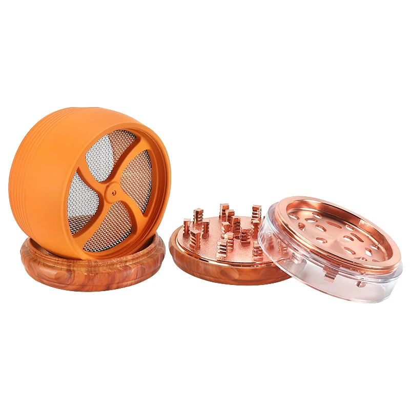 4-Layer Resin Wooden Tobacco Grinder 68MM Herb Grinder Magnetic Lid Metal Filter Manual Smoke Crusher Smoking Tools