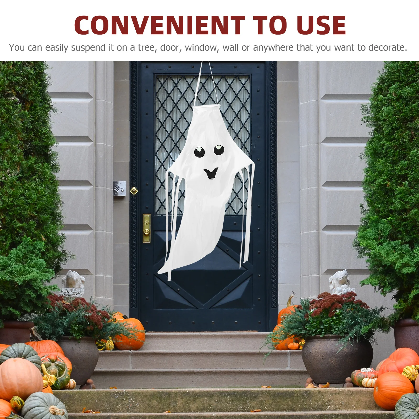 

Halloween Themed Holiday Windsock Ghost Sack Accessory Ultraviolet Light Scary White Polyester Delicate Man