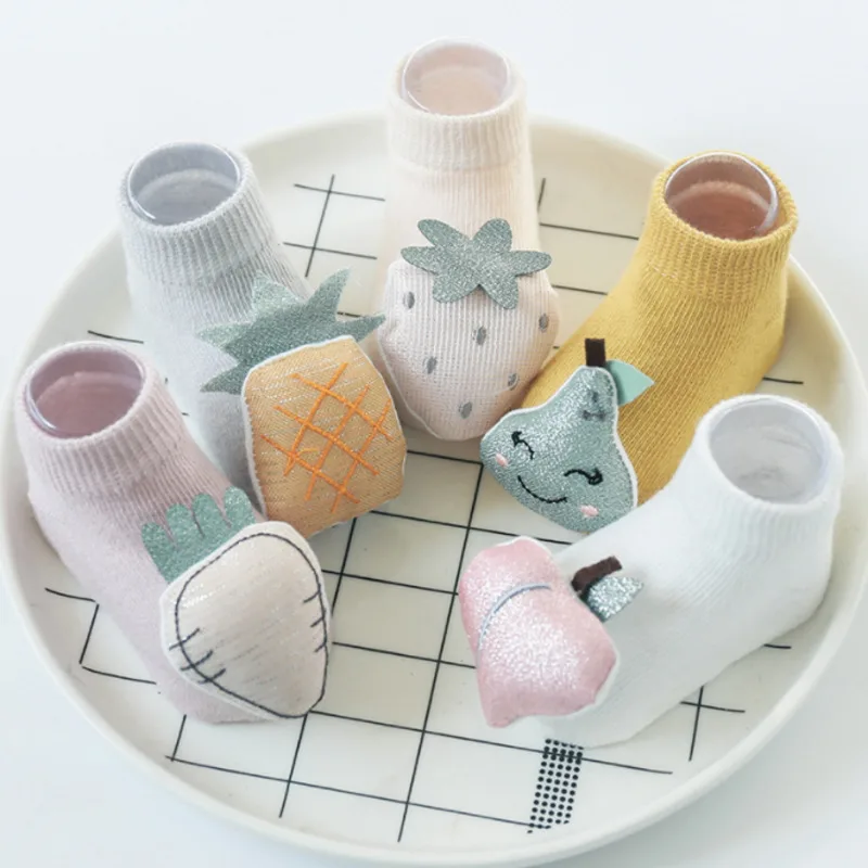 Baby Socks Girls Boys Toy Newborn Accessories Anti Slip Cartoon Animals Kids Toddlers Gift Clothes Children Infant Stuff Fruit