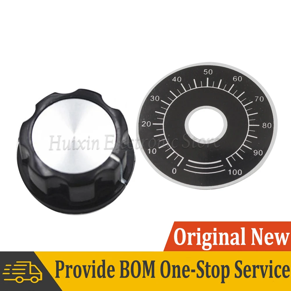 5 Set Potentiometer Knob Kit MF-A03 Dial Knob + MF-A03 Bakelite Knob With Scale Plate Sheet Scale Digital Potentiometer